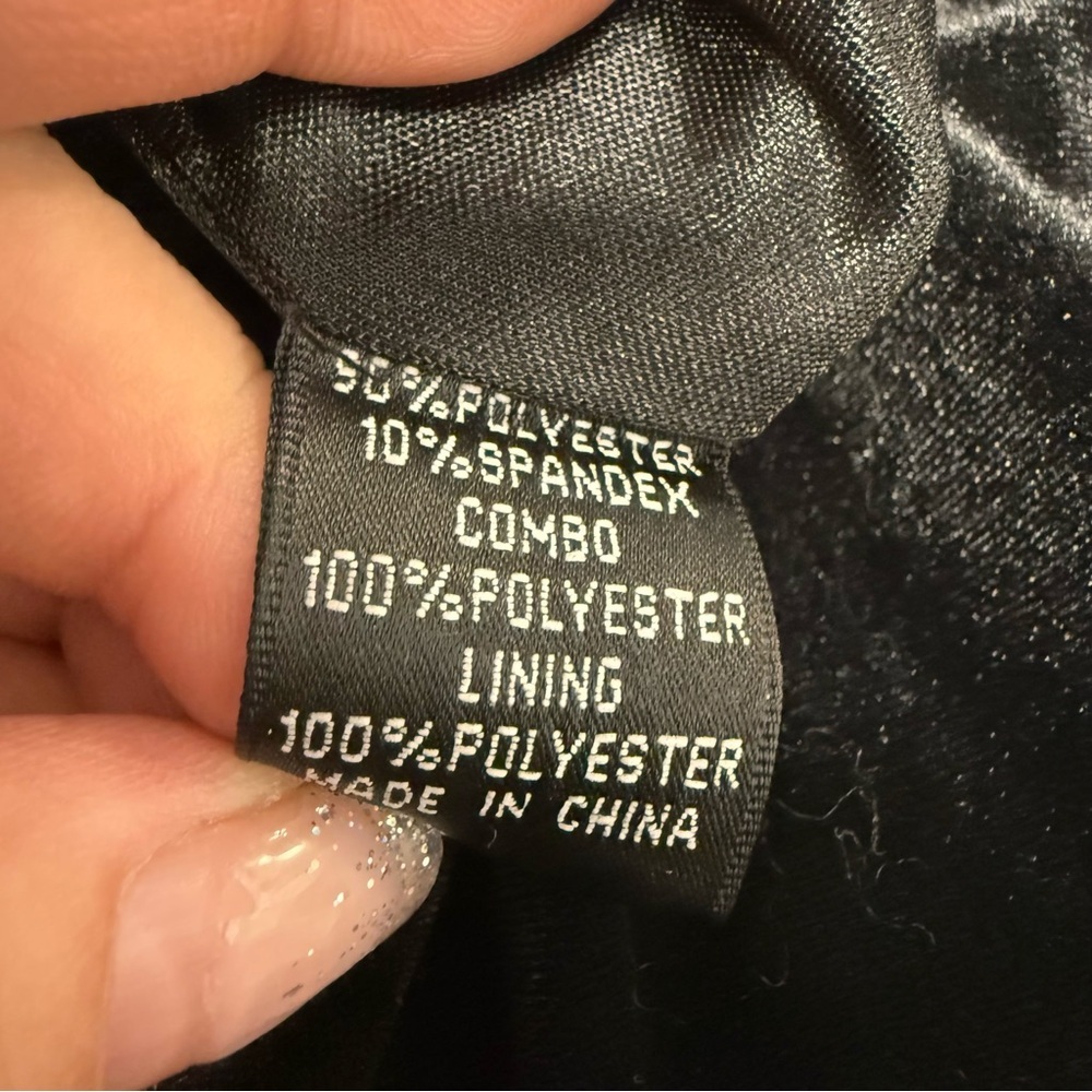 NWT AIDAN MATTOX Black Velvet Sequin Racerback Backless Cocktail Dress Cutout 6 - Picture 12 of 15